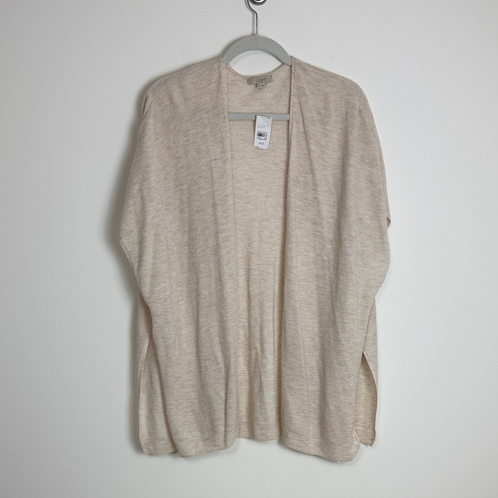 LOFT oversized oatmeal Open-Front sleeveless Cardigan vest size S/XS